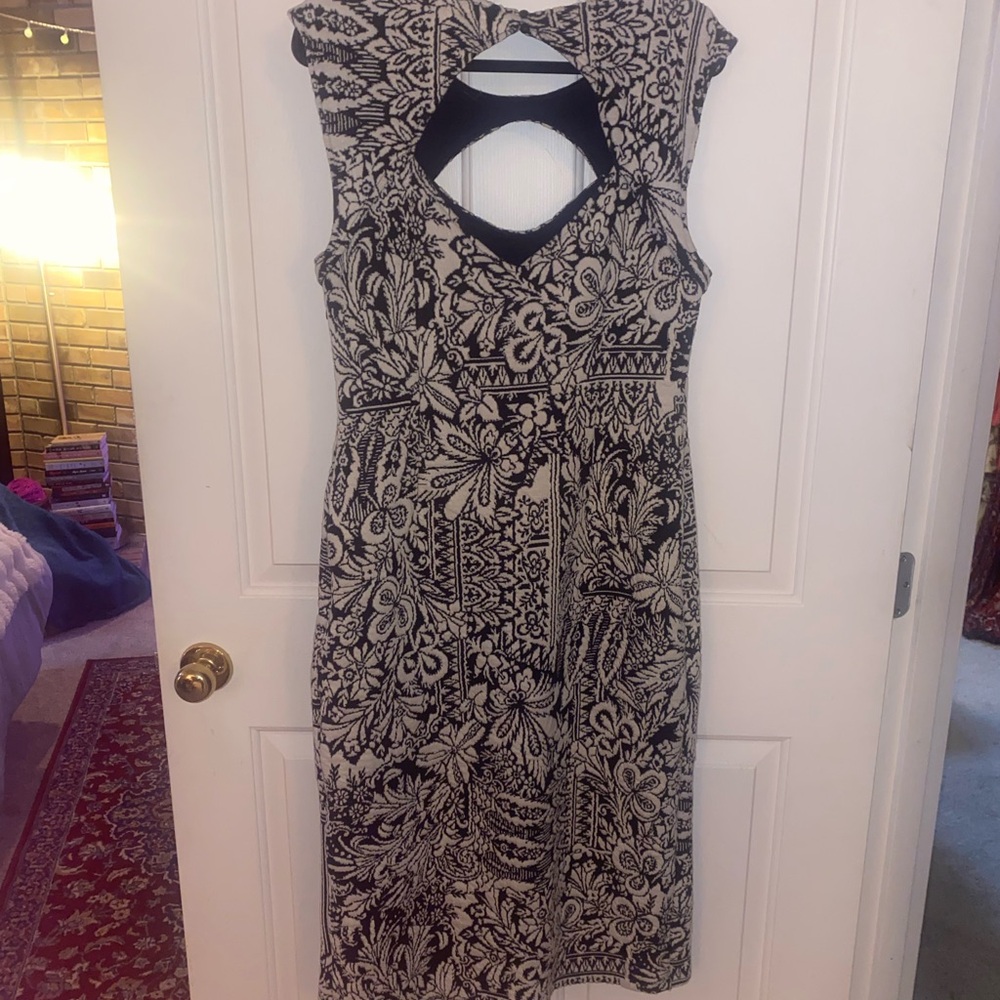 Anthropologie Black and Cream Backless Dress